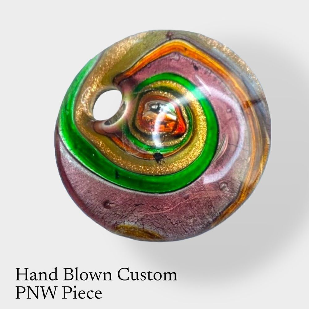 Handmade‎ 2” Multi Colored Colorful Blown Glass Pendant